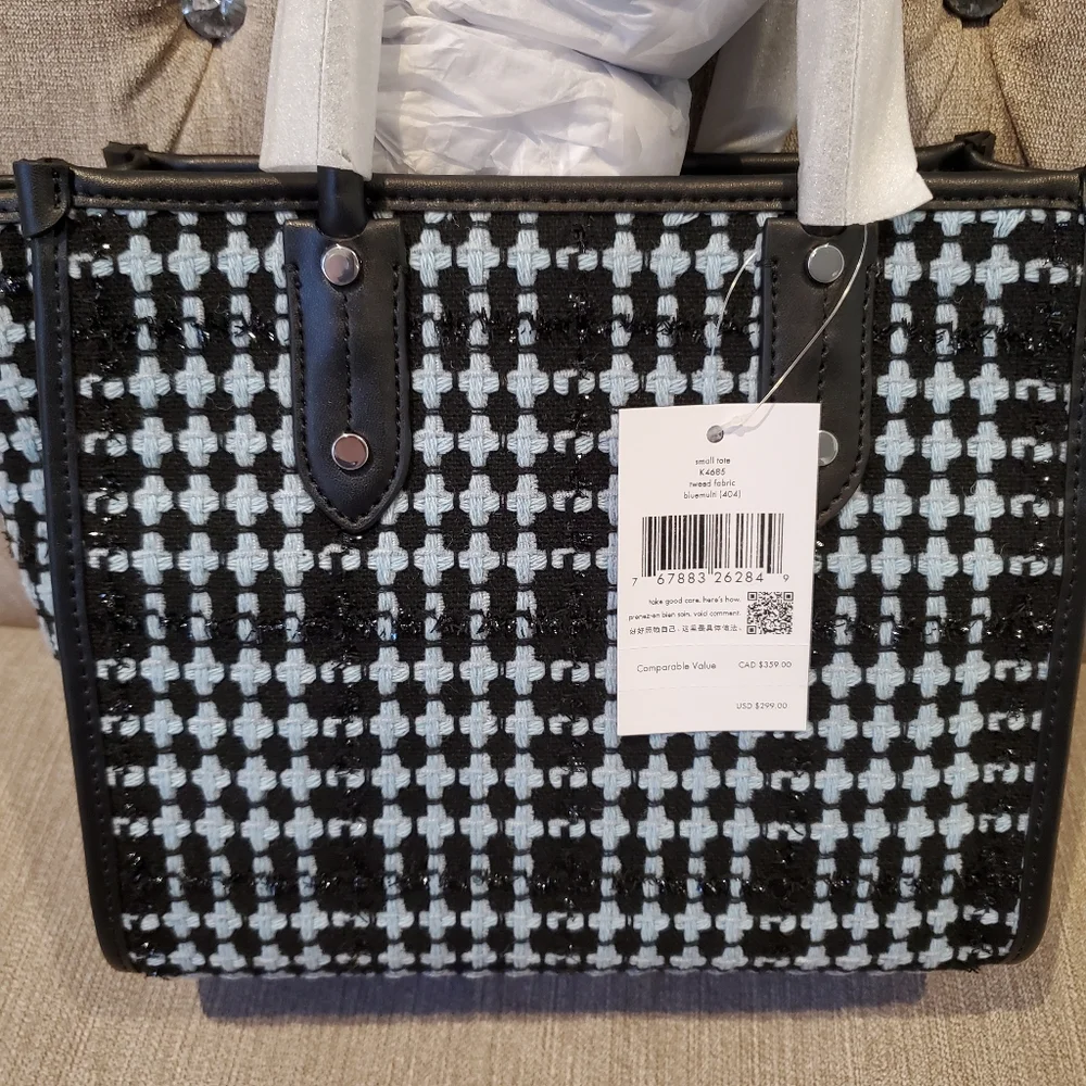 Rare ❗️Kate Spade Ella Tweed Fabric Small plaid Tote.
